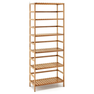 6-Tier Bamboo Bookshelf with Adjustable Shelves