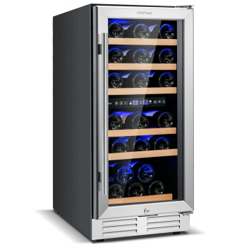 30-Bottle Freestanding Wine Cooler with Temp Memory and Dual Zones