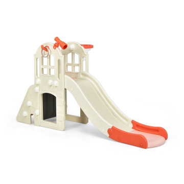 6-in-1 Toddler Climber Slide Playset with Basketball Hoop