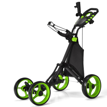 4 Wheel Golf Push Pull Cart with Foot Brake