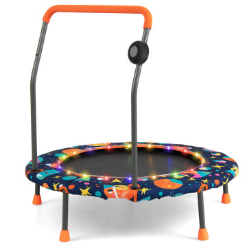 36 Inch Mini Trampoline with Colorful LED Lights and Bluetooth Speaker