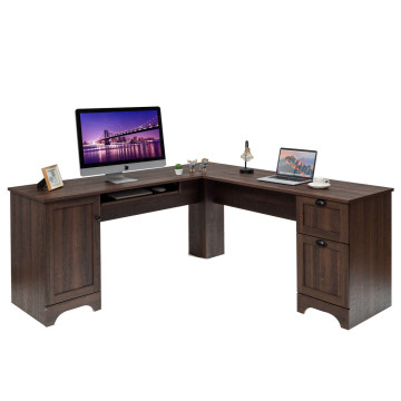 L-shaped Corner Computer Desk with Drawers