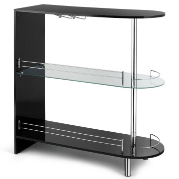 2-holder Bar Table with Tempered Glass Shelf