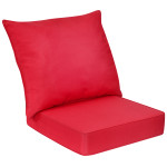 Costway 2PCS Deep Seat Chair Cushion Pads Set Indoor Outdoor W/ Rope Belts  Beige