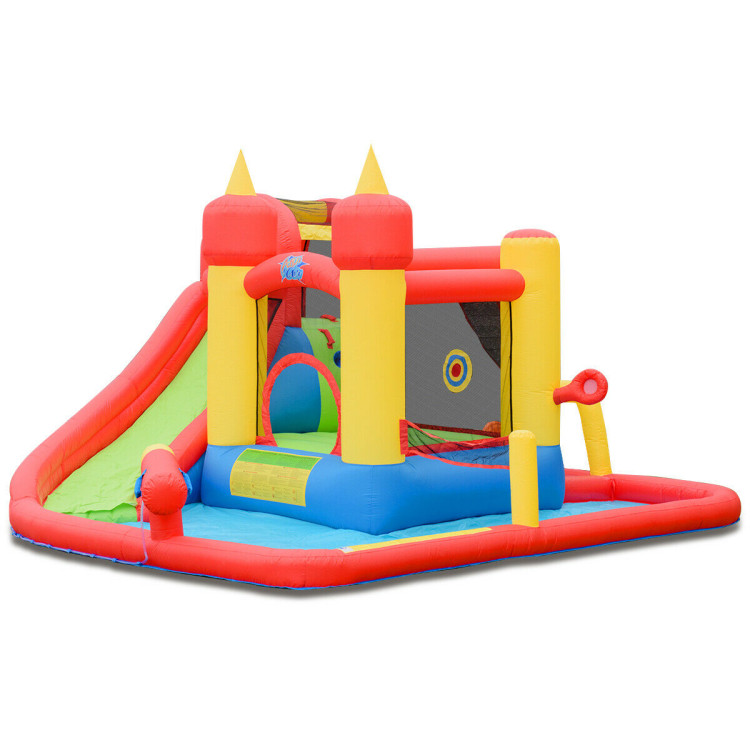 Inflatable Water Slide Jumper Bounce House with Ocean Ball without BlowerCostway Gallery View 1 of 8