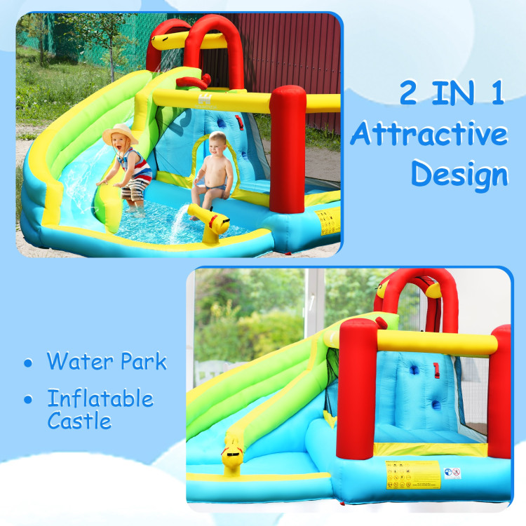 6-in-1 Inflatable Bounce House with Climbing Wall and Basketball Hoop without BlowerCostway Gallery View 10 of 13