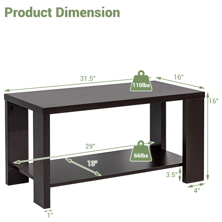 Rectangular Cocktail Coffee Table with Storage ShelfCostway Gallery View 4 of 9
