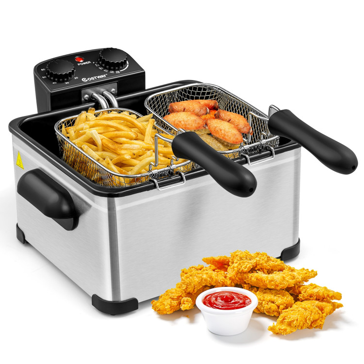 Electric Deep Fryer 5.3QT/21-Cup Stainless Steel 1700W with Triple BasketCostway Gallery View 9 of 13