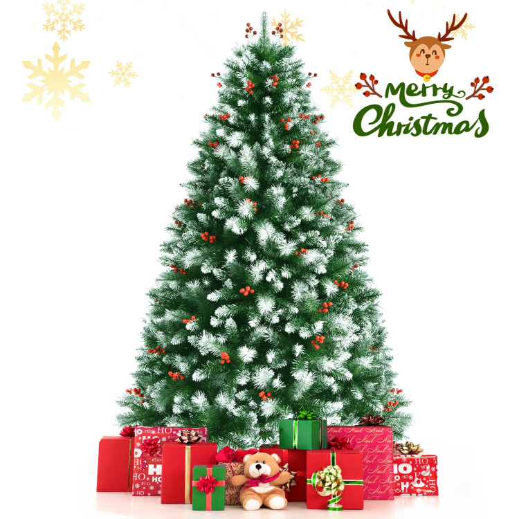 Artificial PVC Christmas Tree with Branch Tips and Metal Stand-6 ftCostway Gallery View 4 of 14