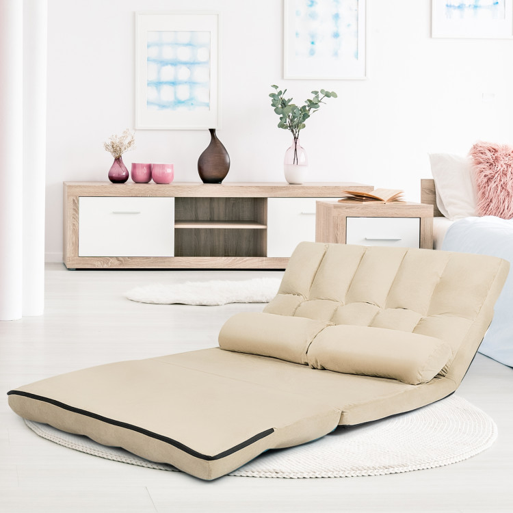 6-Position Foldable Floor Sofa Bed with Detachable Cloth Cover-BeigeCostway Gallery View 2 of 9