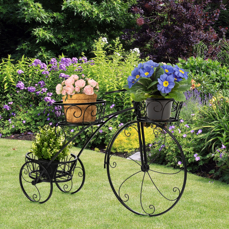 Tricycle Plant Stand Flower Pot Cart Holder in Parisian StyleCostway Gallery View 2 of 9