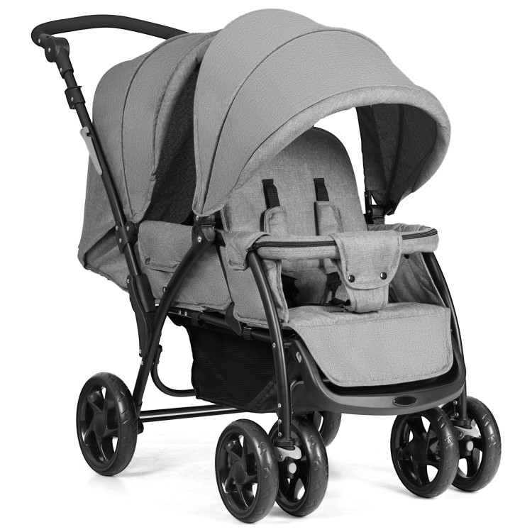 Foldable Lightweight Front Back Seats Double Baby Stroller-GrayCostway Gallery View 1 of 10