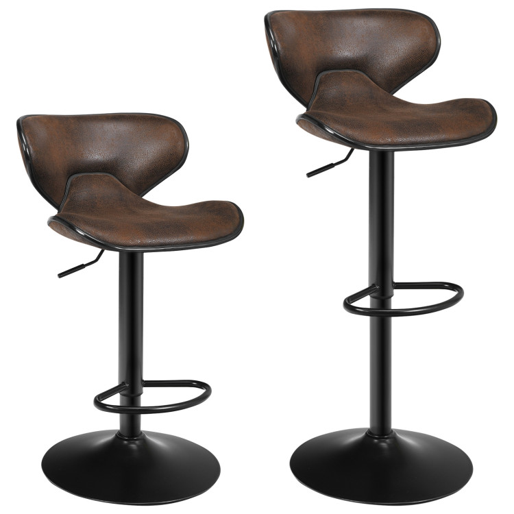 Set of 2 Adjustable Bar Stools Swivel Bar Chairs Pub KitchenCostway Gallery View 1 of 9