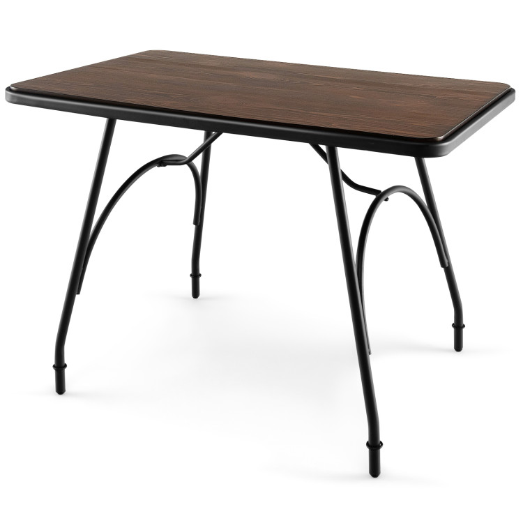 43 x 27.5 Inch Industrial Style Dining Table with Adjustable Feet-Rustic BrownCostway Gallery View 1 of 10
