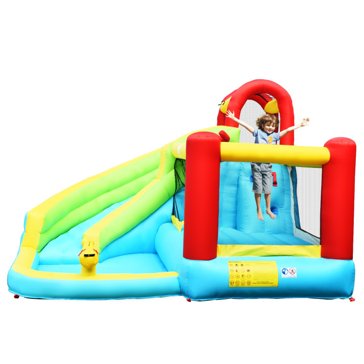 6-in-1 Inflatable Bounce House with Climbing Wall and Basketball Hoop without BlowerCostway Gallery View 8 of 14
