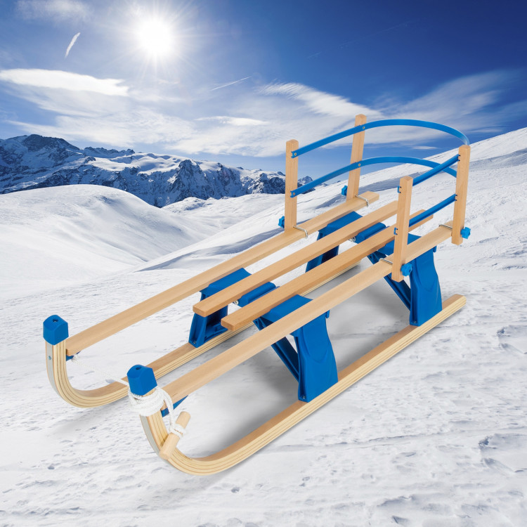 Folding Snowsled Portable Steering Slider with Pulling Ropes and Metal RailsCostway Gallery View 6 of 9