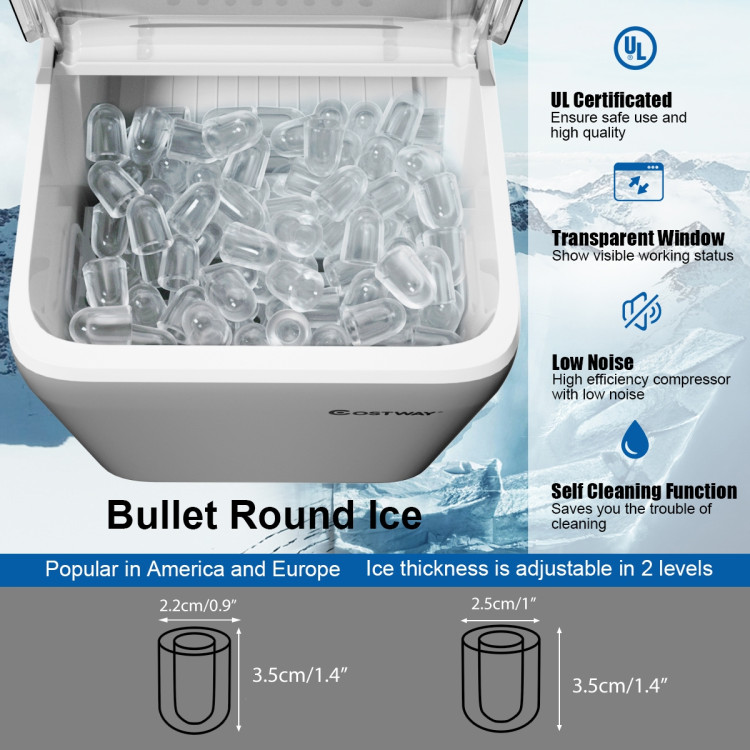 44 lbs Portable Countertop Ice Maker Machine with Scoop-SilverCostway Gallery View 5 of 11