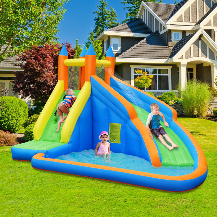 Inflatable Mighty Bounce House Jumper with Water Slide without BlowerCostway Gallery View 2 of 10