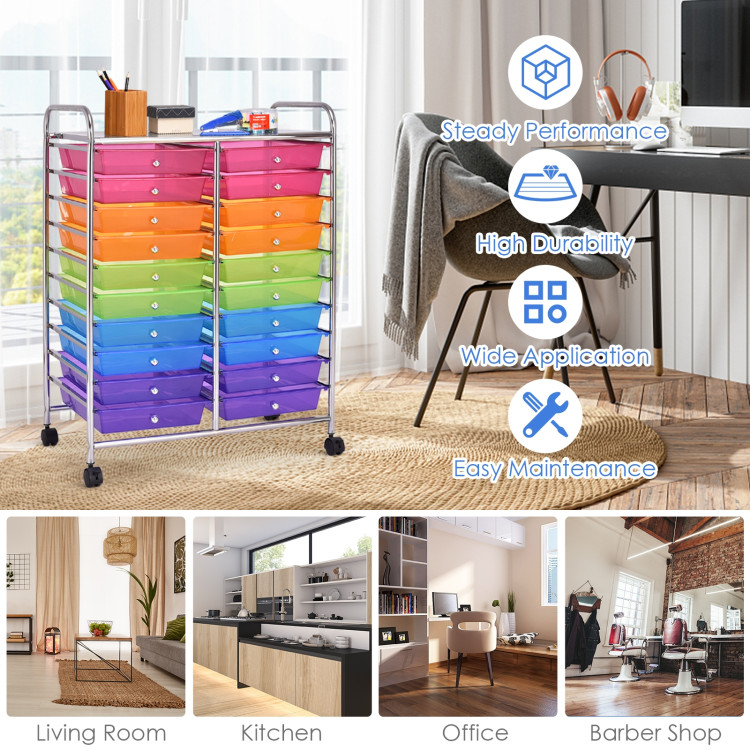 20 Drawers Storage Rolling Cart Studio Organizer-MulticolorCostway Gallery View 3 of 10