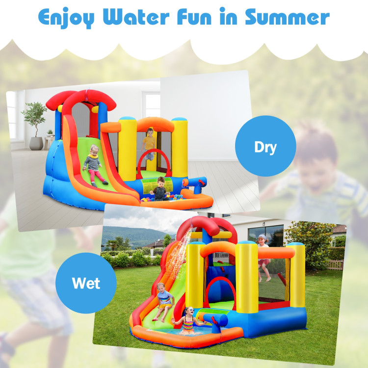 6-in-1 Water Park Bounce House for Outdoor Fun with Blower and Splash PoolCostway Gallery View 3 of 11