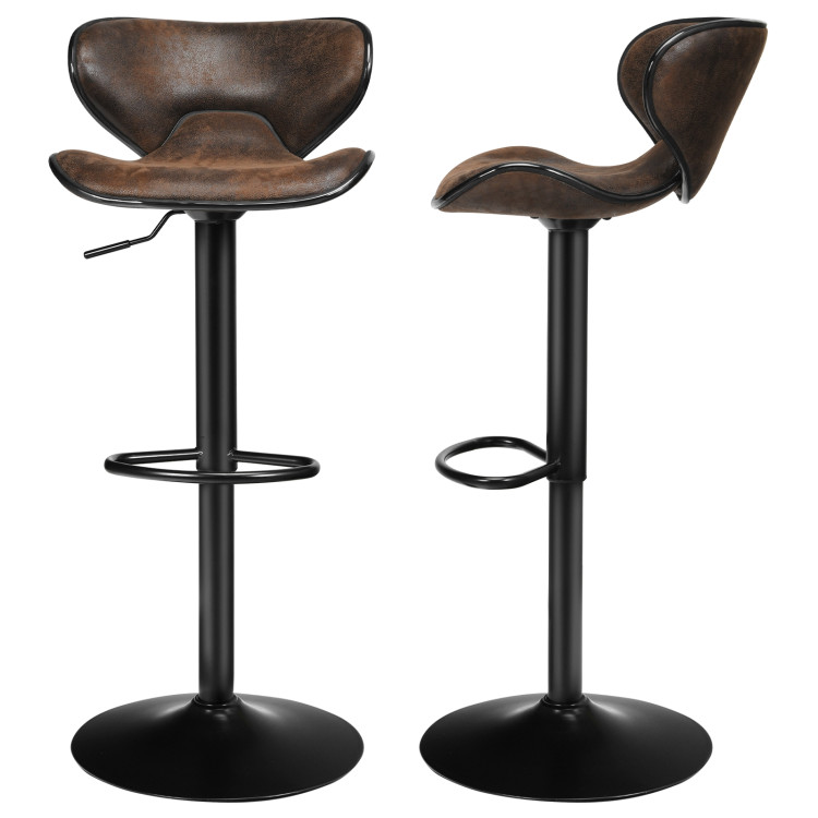 Set of 2 Adjustable Bar Stools Swivel Bar Chairs Pub KitchenCostway Gallery View 8 of 9