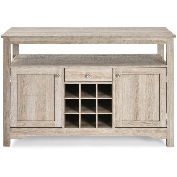 Server Buffet Sideboard With Wine Rack and Open Shelf-GrayCostway Gallery View 8 of 12