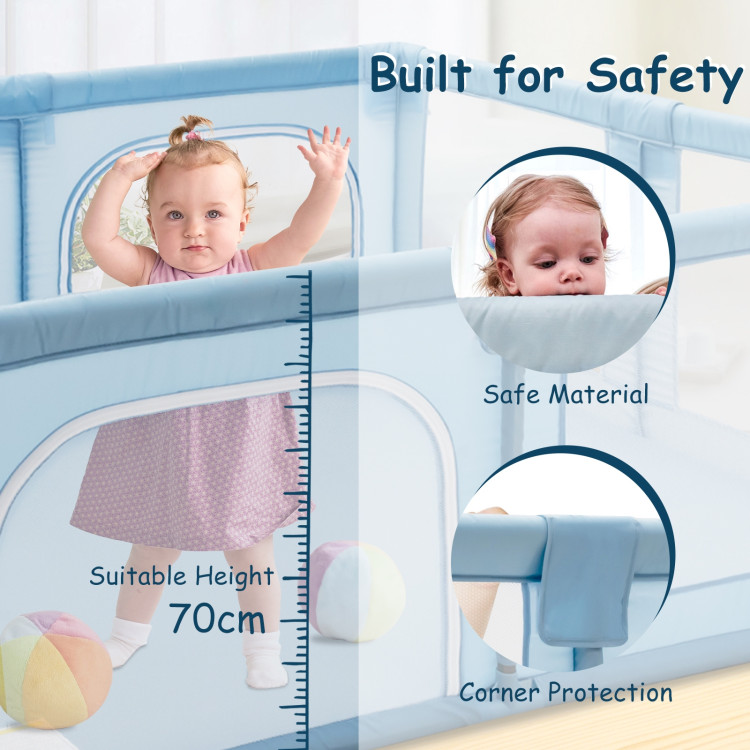 Baby Playpen Extra Large Kids Activity Center Safety Play-BlueCostway Gallery View 10 of 11