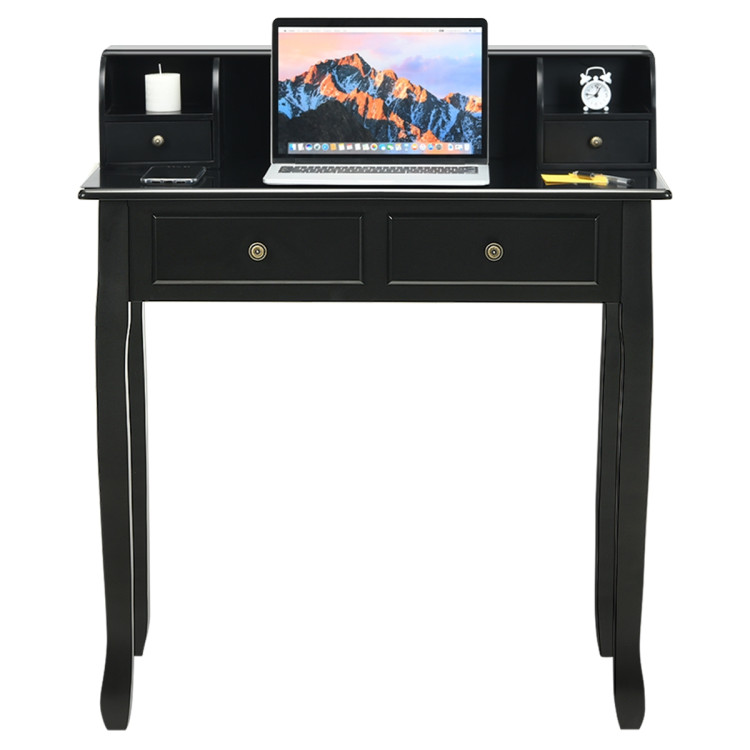 Removable Floating Organizer 2-Tier Mission Home Computer Vanity Desk-BlackCostway Gallery View 9 of 12
