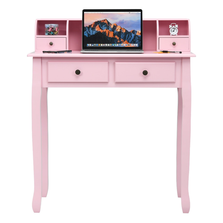 Removable Floating Organizer 2-Tier Mission Home Computer Vanity Desk-PinkCostway Gallery View 9 of 12