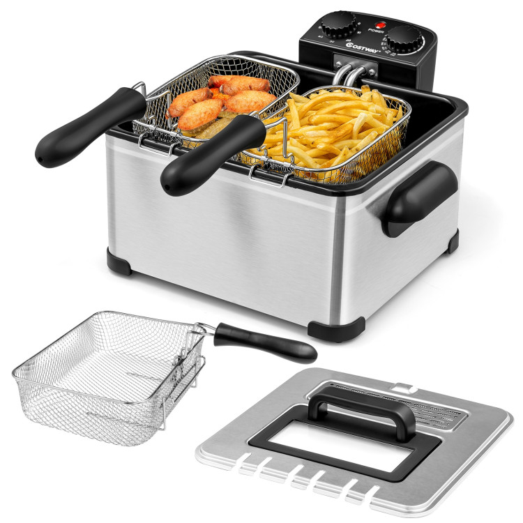 Electric Deep Fryer 5.3QT/21-Cup Stainless Steel 1700W with Triple BasketCostway Gallery View 10 of 13