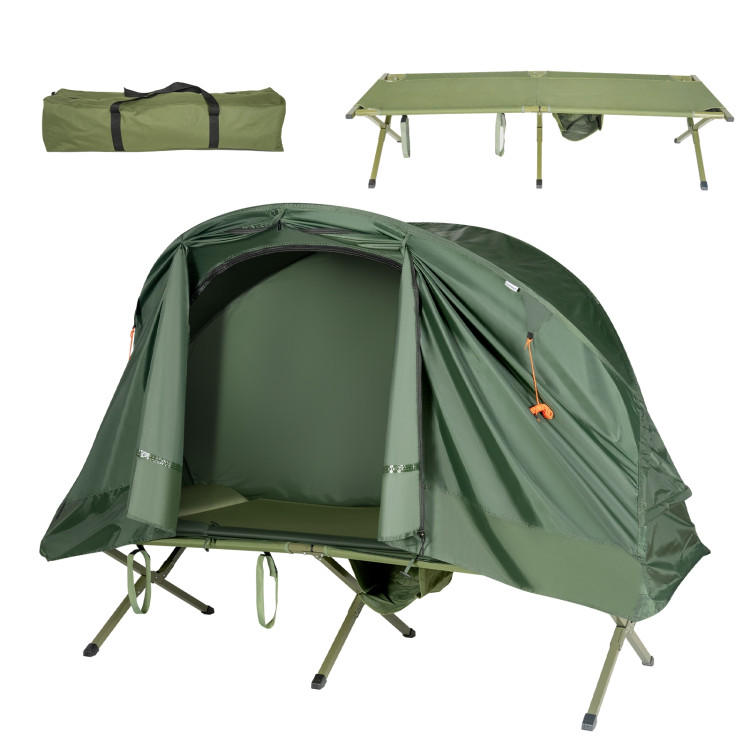 Cot Elevated Compact Tent Set with External Cover-GreenCostway Gallery View 3 of 9