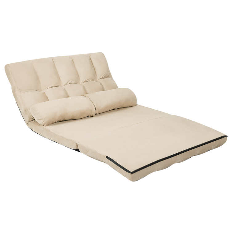 6-Position Foldable Floor Sofa Bed with Detachable Cloth Cover-BeigeCostway Gallery View 1 of 9