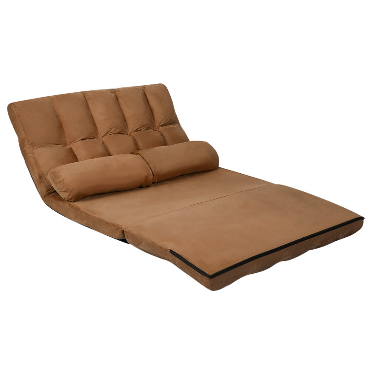 6-Position Foldable Floor Sofa Bed with Detachable Cloth Cover-BrownCostway Gallery View 1 of 9