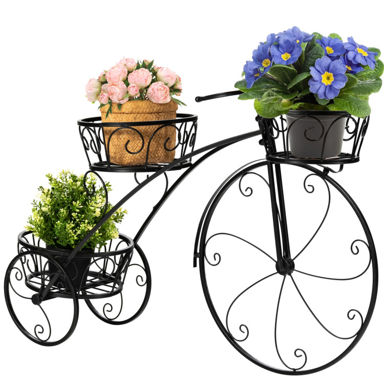 Tricycle Plant Stand Flower Pot Cart Holder in Parisian StyleCostway Gallery View 4 of 9