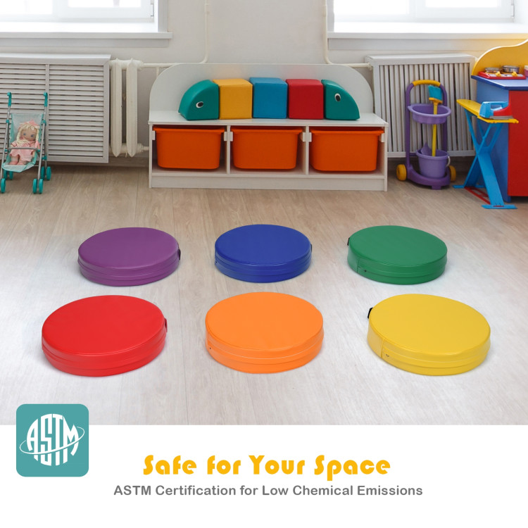 6 Pieces 15 Inch Round Toddler Floor Cushions-MulticolorCostway Gallery View 8 of 12