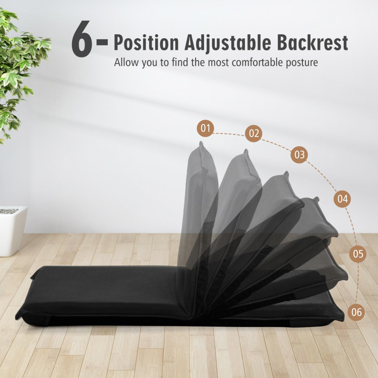 Adjustable 6 positions Folding Lazy Man Sofa Chair Floor Chair-BlackCostway Gallery View 6 of 11