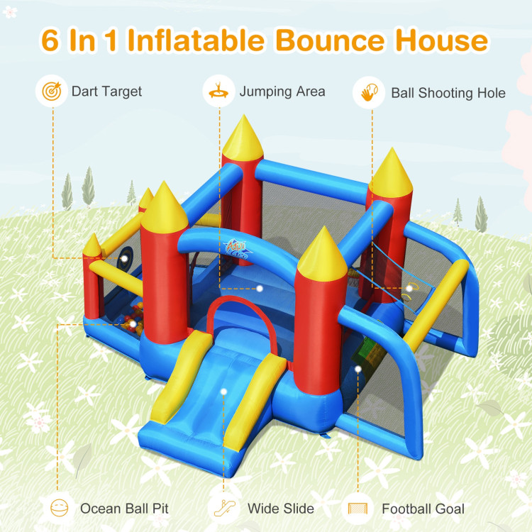 Inflatable Soccer Goal Ball Pit Bounce House Without BlowerCostway Gallery View 5 of 10