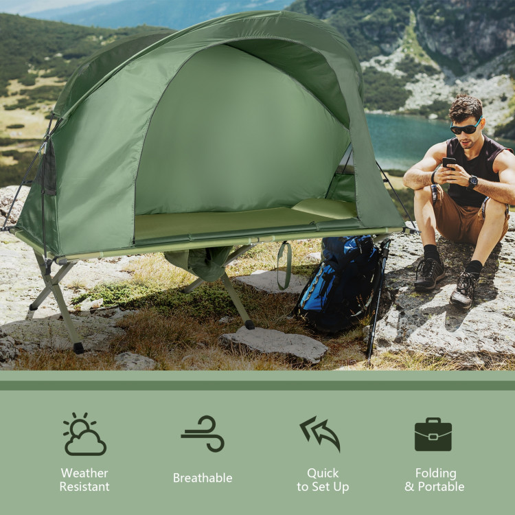 Cot Elevated Compact Tent Set with External Cover-GreenCostway Gallery View 5 of 9