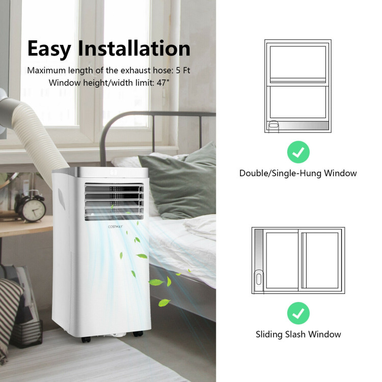 8000 BTU 3-in-1 Portable Air Conditioner with Remote Control-WhiteCostway Gallery View 5 of 8