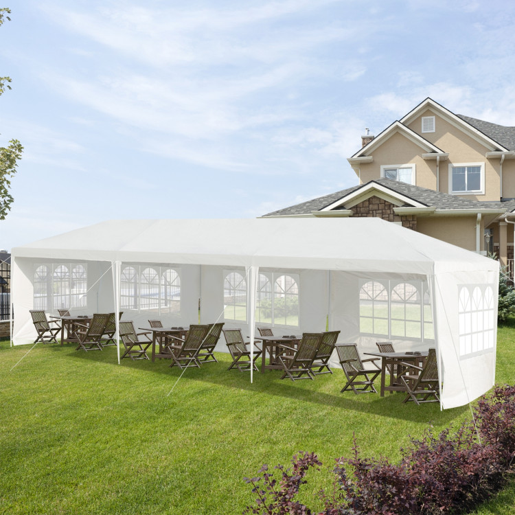 10 x 30 Feet Canopy Tent with 5 Removable Sidewalls for Party WeddingCostway Gallery View 6 of 14