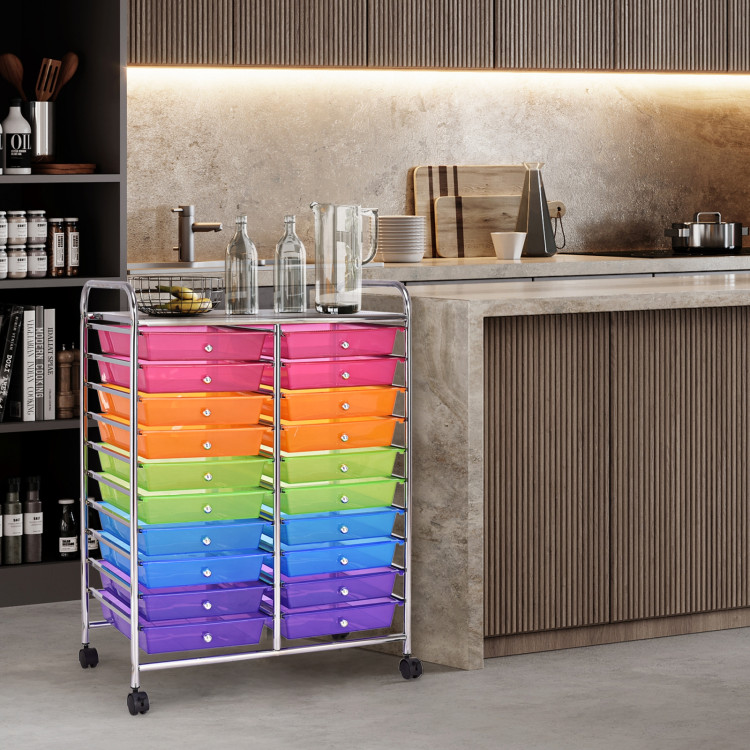 20 Drawers Storage Rolling Cart Studio Organizer-MulticolorCostway Gallery View 7 of 10
