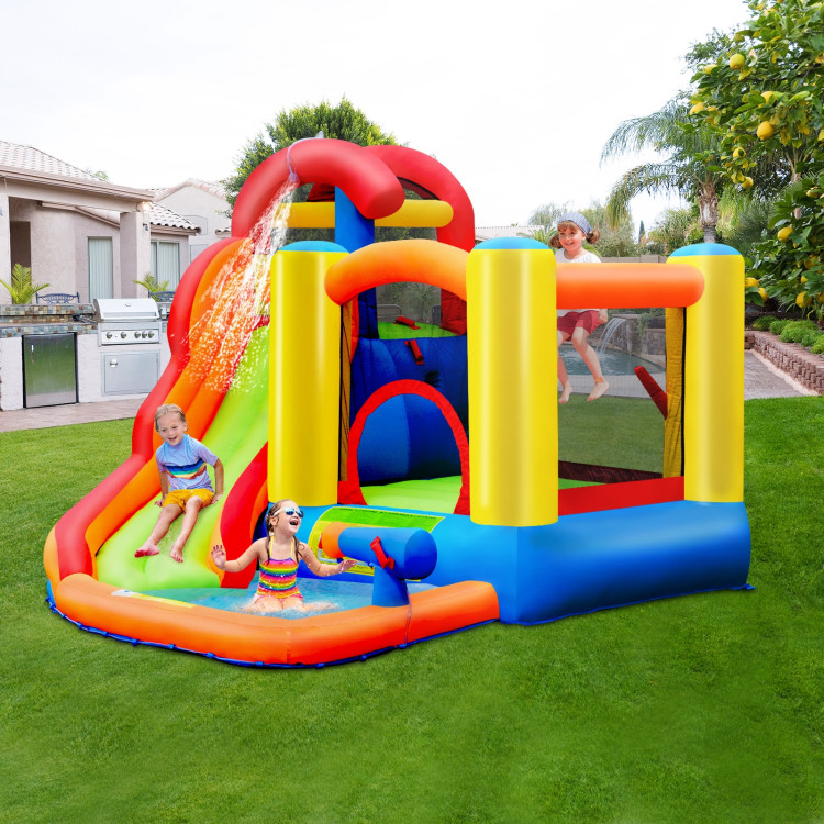 6-in-1 Water Park Bounce House for Outdoor Fun with Blower and Splash PoolCostway Gallery View 6 of 11