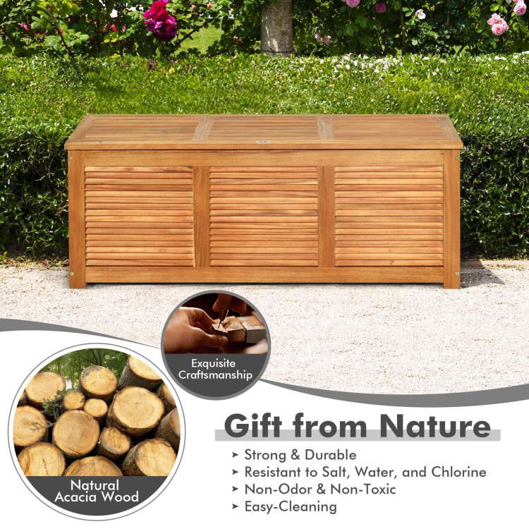 47 Gallon Acacia Wood Storage Bench Box for Patio Garden DeckCostway Gallery View 5 of 12