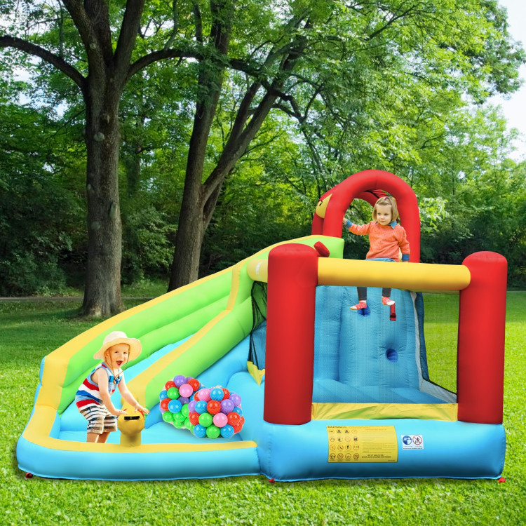 6-in-1 Inflatable Bounce House with Climbing Wall and Basketball Hoop without BlowerCostway Gallery View 2 of 13