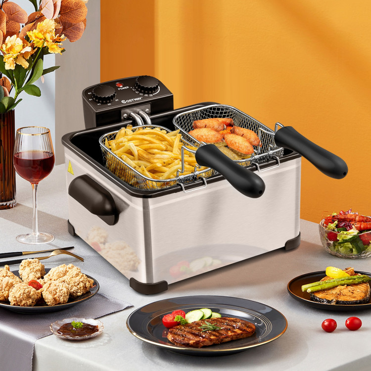Electric Deep Fryer 5.3QT/21-Cup Stainless Steel 1700W with Triple BasketCostway Gallery View 7 of 13