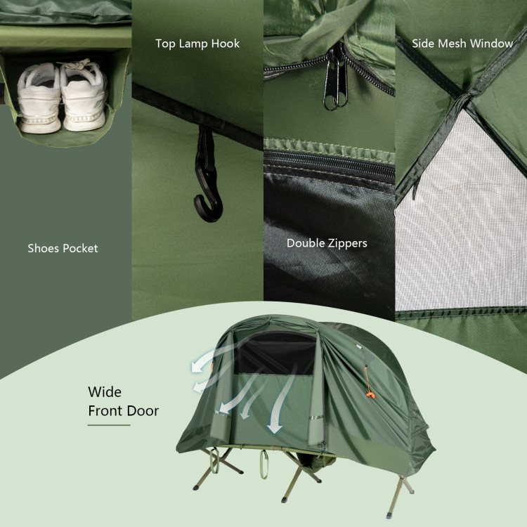 Cot Elevated Compact Tent Set with External Cover-GreenCostway Gallery View 7 of 9