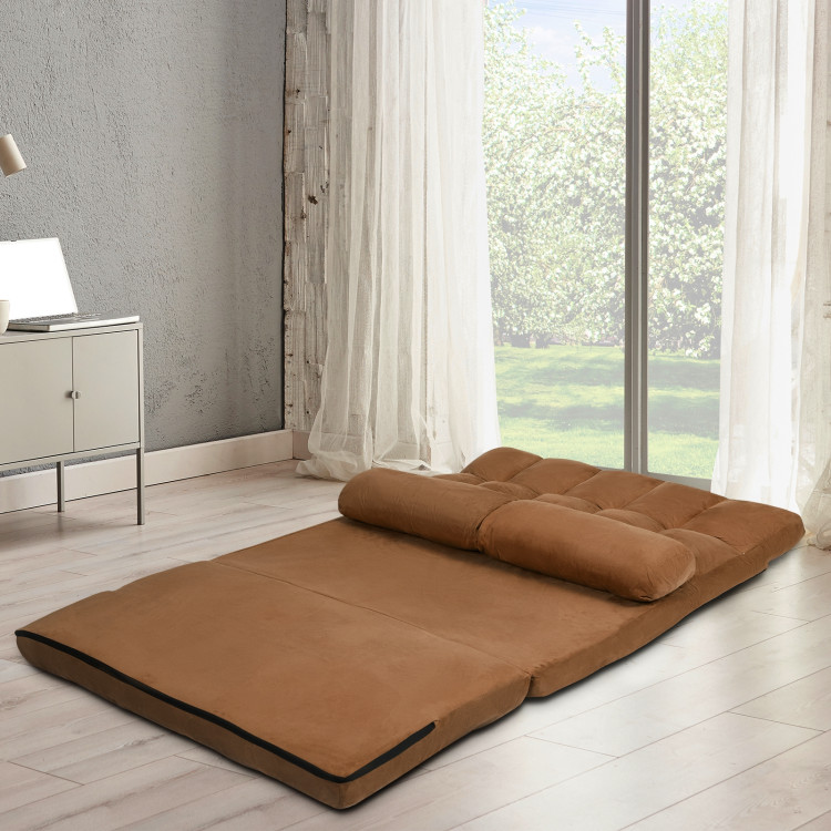 6-Position Foldable Floor Sofa Bed with Detachable Cloth Cover-BrownCostway Gallery View 7 of 9