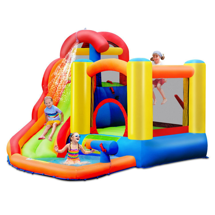 6-in-1 Water Park Bounce House for Outdoor Fun with Blower and Splash PoolCostway Gallery View 7 of 11