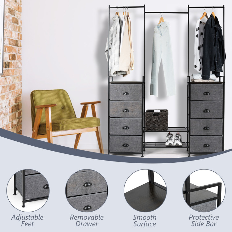 3-in-1 Portable Multifunctional  Dresser with 8 Fabric Drawers and Metal RackCostway Gallery View 15 of 20