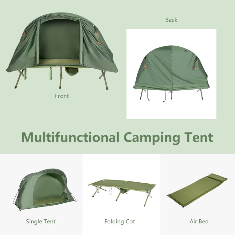 Cot Elevated Compact Tent Set with External Cover-GreenCostway Gallery View 8 of 9